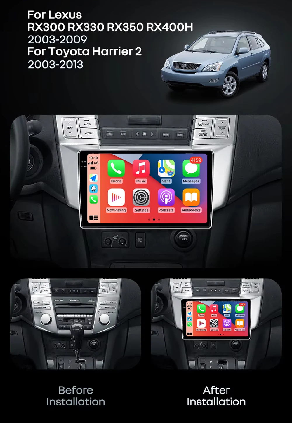 Android 16 WIFI For Lexus RX300 RX330 RX350 RX400H II 2 2003 - 2009 For Toyota Harrier XU30 II 2 2003 - 2013 Car Radio Multimedi