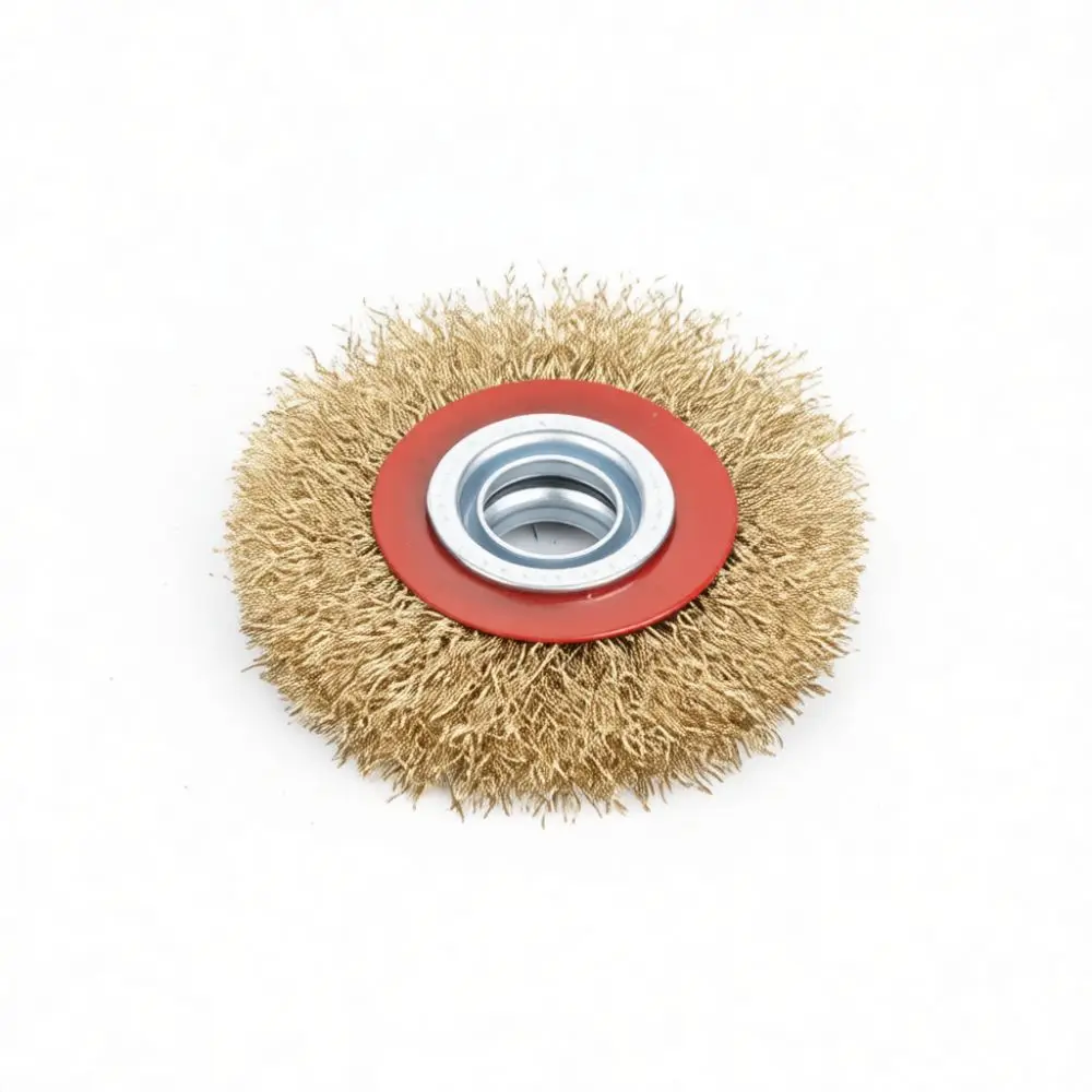 For Yongpin Flat Steel Wire Brush Wheel Grinder Accessory Metal Rust Removal Deburring Tool Copper Plated Surface Finish Disc