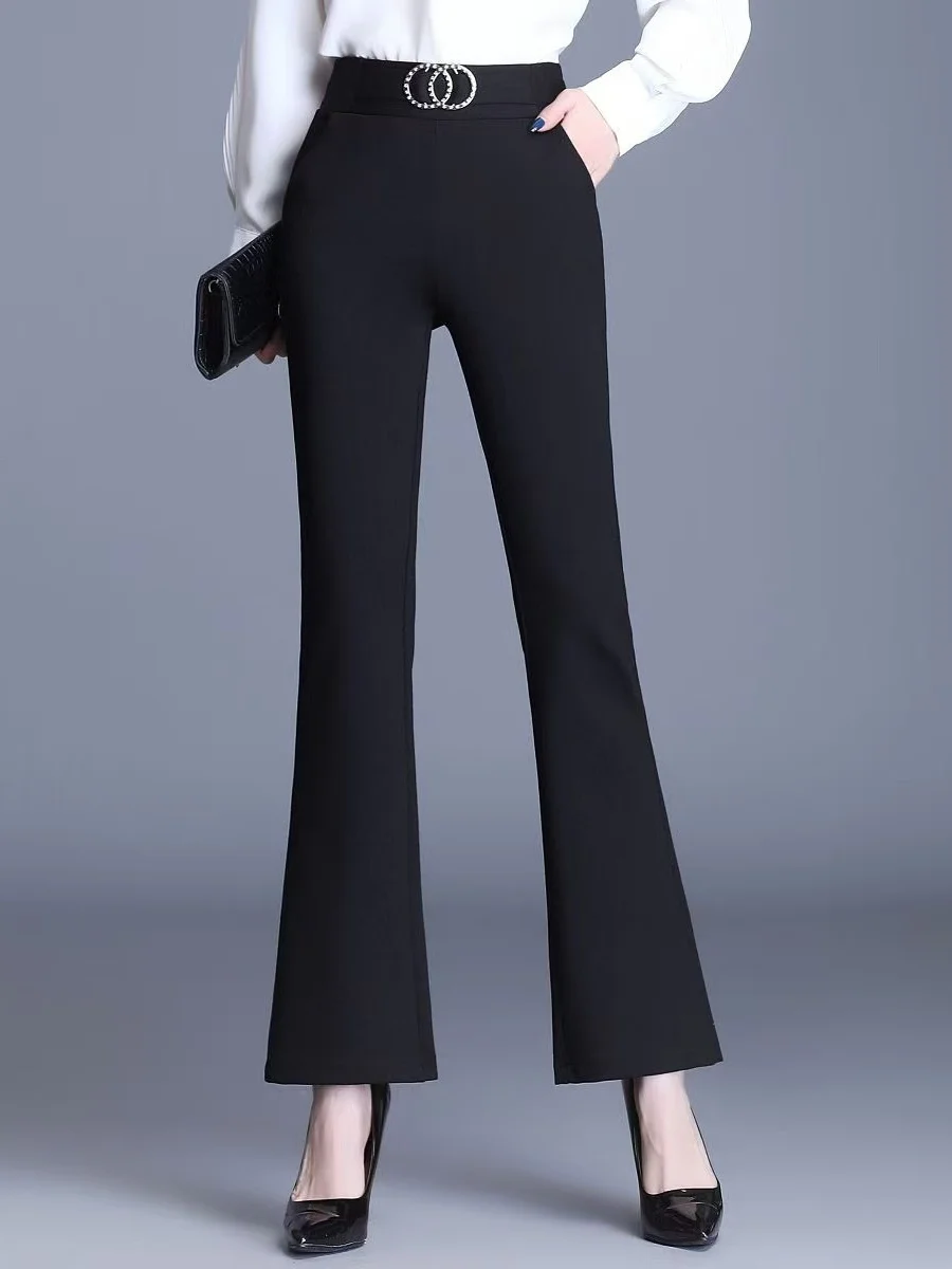 

High Waist Comfortable Drapey Casual Wide Leg Pants Black Slimming Trousers for Women Spring Autumn New Style Company Wear