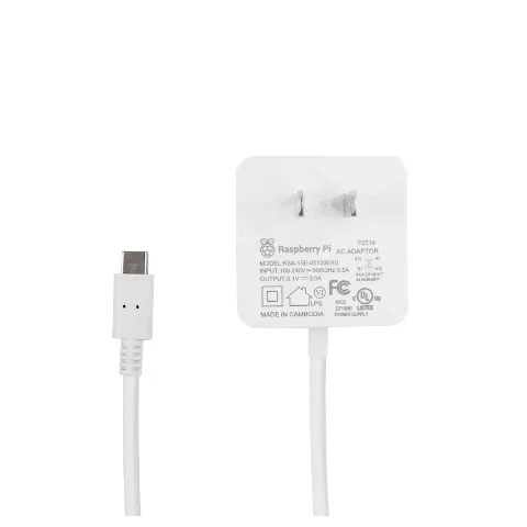 Avada Module-Raspberry Pi 4B de 4ème Génération, Alimentation Électrique, Blanc, Noir, 5V, 3A, Wild Type-C, Adaptateur 15 W, Original