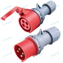 Waterproof IEC309-2 IP44 3P+E Industrial Plug Socket Red AC 380-415V 32A/16A Amp