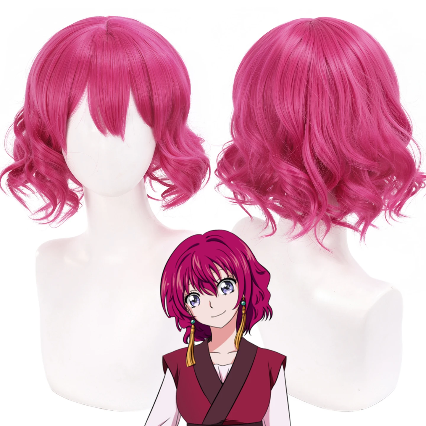 

Dawn Princess, Yuna Yuna Wig, Handmade Curled Short Hair, Rose Net, Cosplay Anime Wig-Synthetic fiber wig