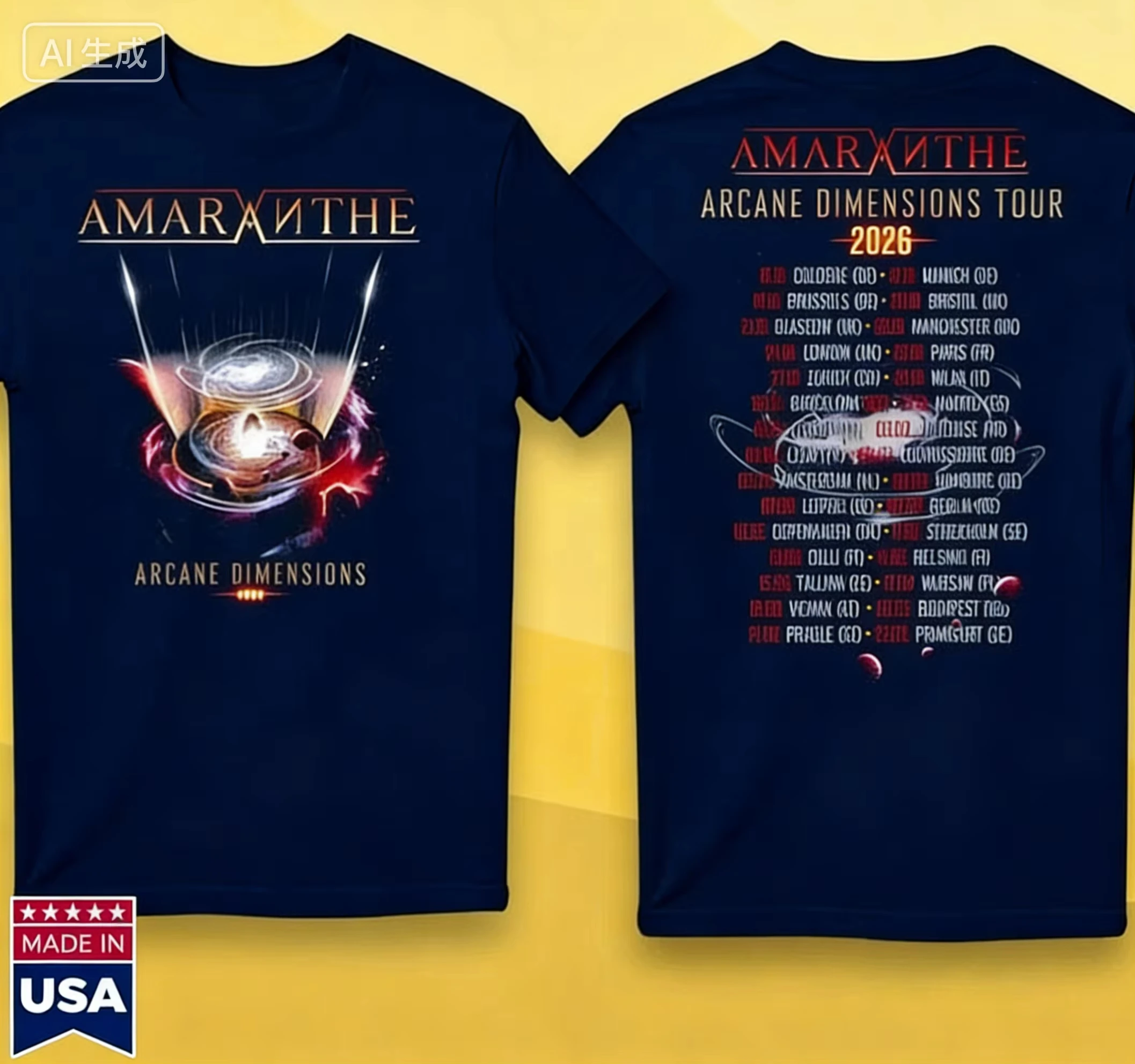 2026 Amaranthe Arcane Dimensions Tour Cotton T-shirt - Comfortable, Breathable, High-Quality, Retro-Y2K Style