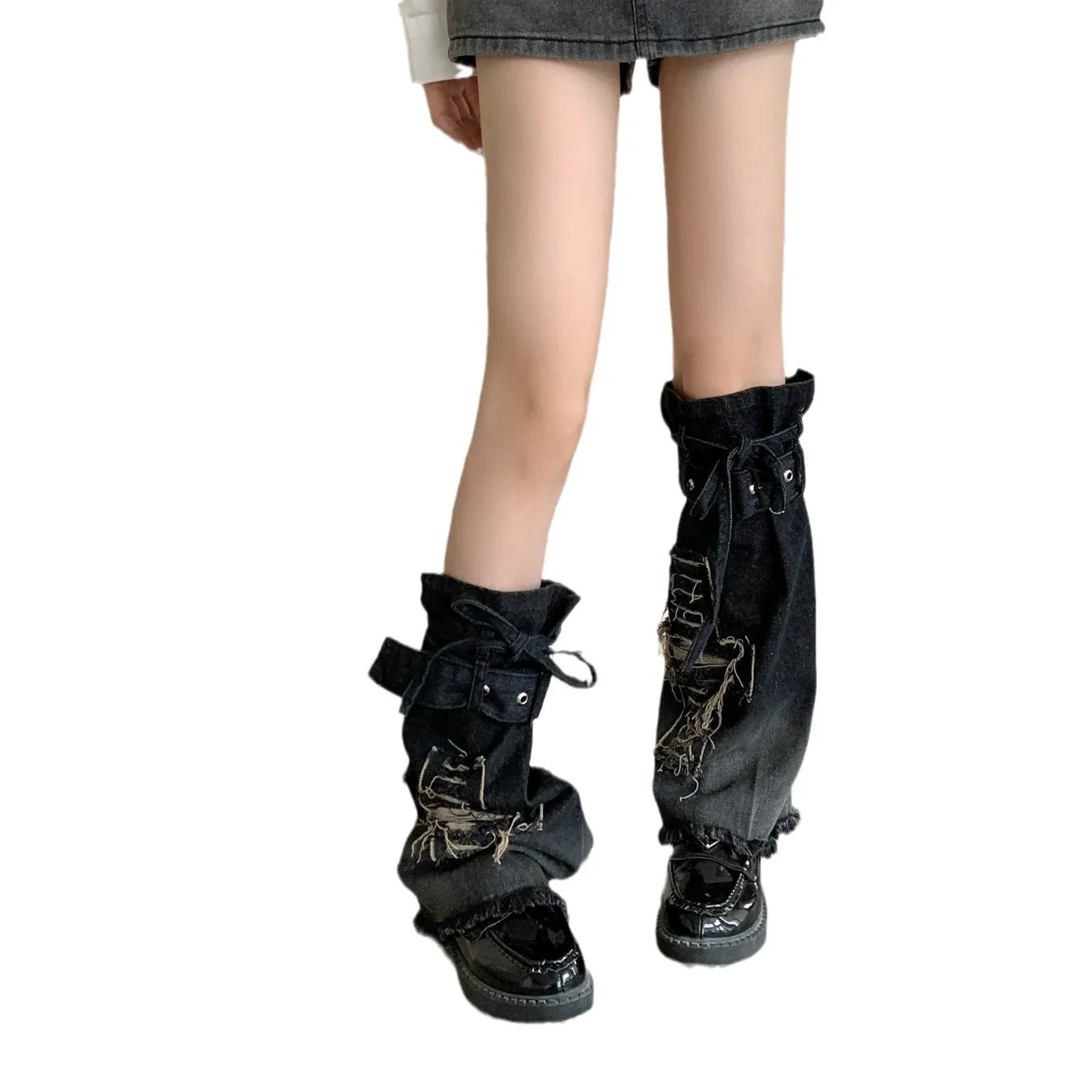 Subculture Cowboy Personality Y2k Leg Covers Female Wide Leg Pile Pile Socks Look Slim Millenial Spice Girl Style Leg Warmers