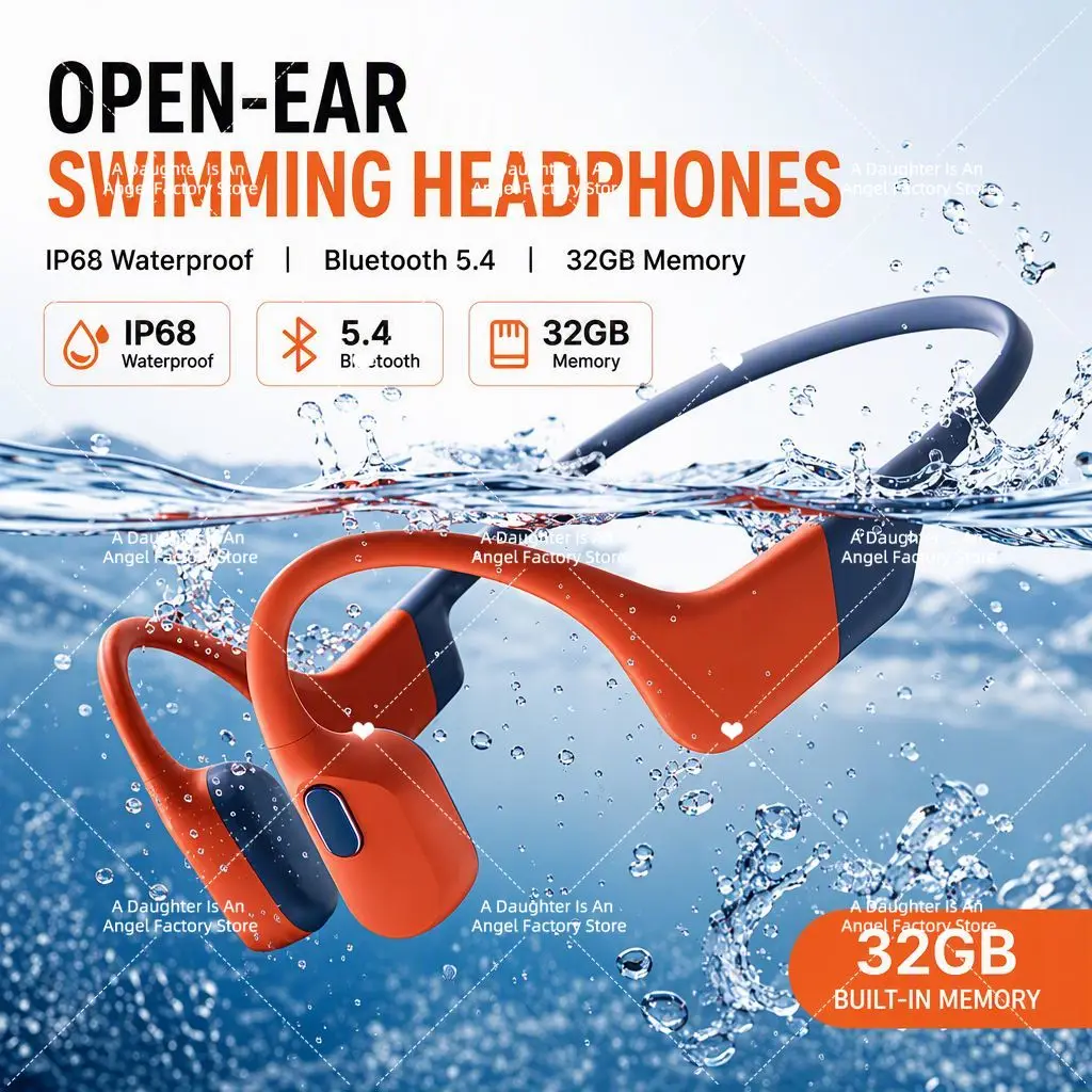 Bluetooth 5.4 32GB Music Player IP68 Waterproof Swimming Wireless，For Shokz OpenSwim Pro S710 Bone Conduction Headset