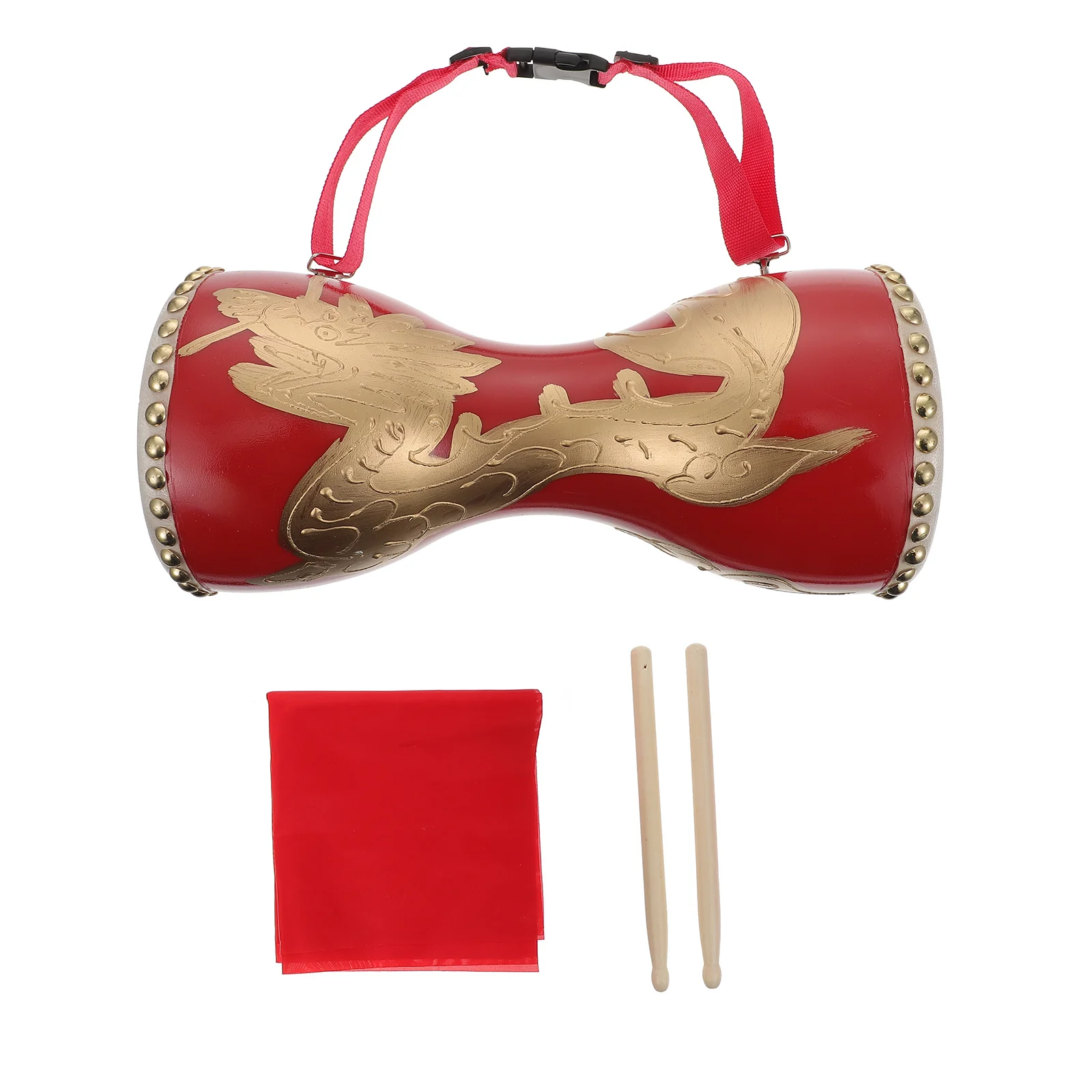 

Fitness Hand Adjustable Strap Red Metal Chinese Waist Percussion Traditional Chinese Waist Drum Instrument