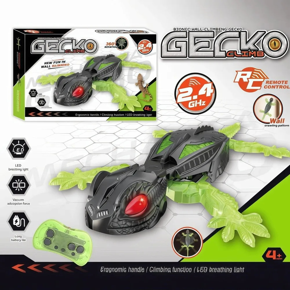 Nouvelle télécommande murale Rechargeable RC lézard, télécommande réaliste avec yeux LED, Robot grimpeur Gecko pour
