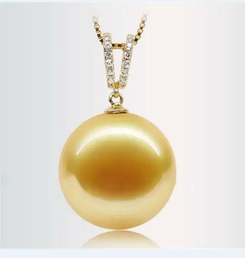 Refinement AAAA++++12-11mm Natural round south sea pearl pendant 18''Necklace