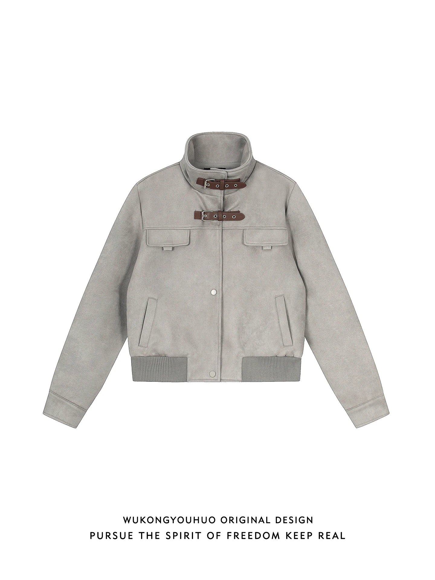 

American Sle Suede Stand Collar Jaet Men's Women's Spring Loose Double Bule Motorcycle ort Coat Youth Faion