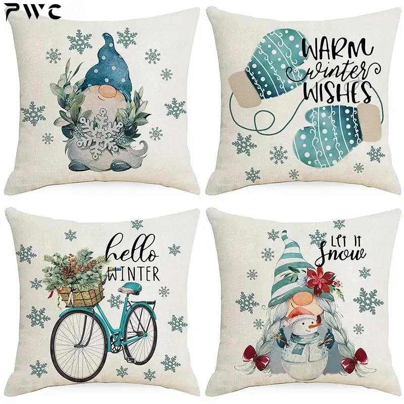 45*45cm Christmas Pillowcase Throw Pillow Cover Santa Claus Cushion Cover Summer Sofa Car Decoration Pillow Case Home Pillowslip