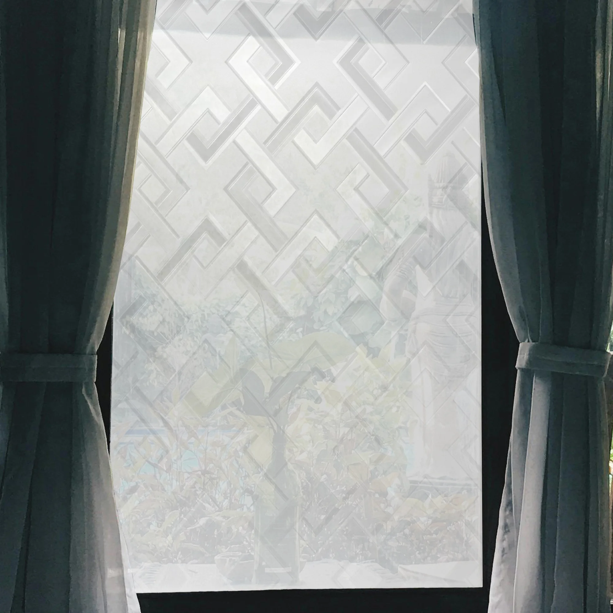 Diamond Grid Privacy Window Film Static Cling No Glue Removable for Home Office Glass Door Mirror Shower