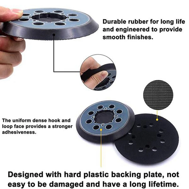 5PCS 125Mm Sanding Disc Backing Pad 8 Hole Hook&Loop Abrasive Wheel For DWE6423/6423K DCW210B Orbital Sander Spare Parts Parts