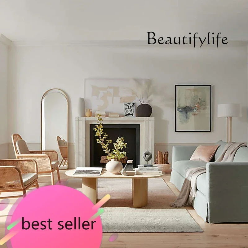 

NEW Y Retro Travertine Travertine Coffee Table Natural Material Stone Table Old Coffee Dining Table Japanese Style