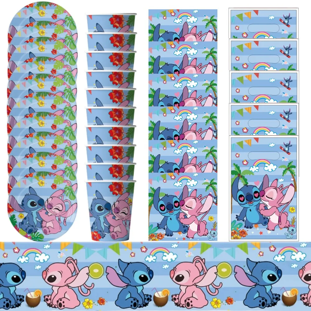 51/81Pcs Disney Stitch Birthday Party Decorations Paper Disposable Tableware Set For Kids Boys Girls Baby Shower Party Supplies