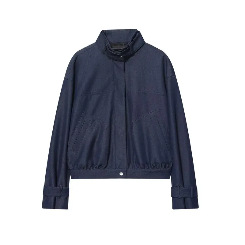 Winter Nieuwe Dames Casual Stand Kraag Pilot Jaet Bovenkleding Veelzijdige 2025, Herfstcollectie Lange Sve Rits ort Jas