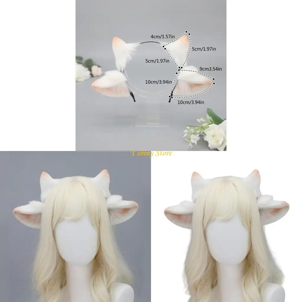 

N58F Handmade Animal Ear Headband Anime Hairband Masquerades Costume Headpiece Teens Girl Cosplay Dress Up Hairhoop