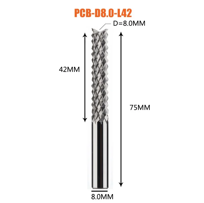 Vhm Maïs Frees Frees Bits D0.8, 1.0, 1.6, 1.8, 2.4, 3.1 PCB End Mill Snijden Frezen