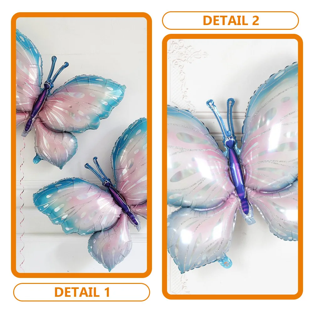 

5pcs Butterfly Foil Balloons Inflatable Cartoon Insect Shaped Decor For Birthday Party Indoor Outdoor Aluminum Balloon Prop