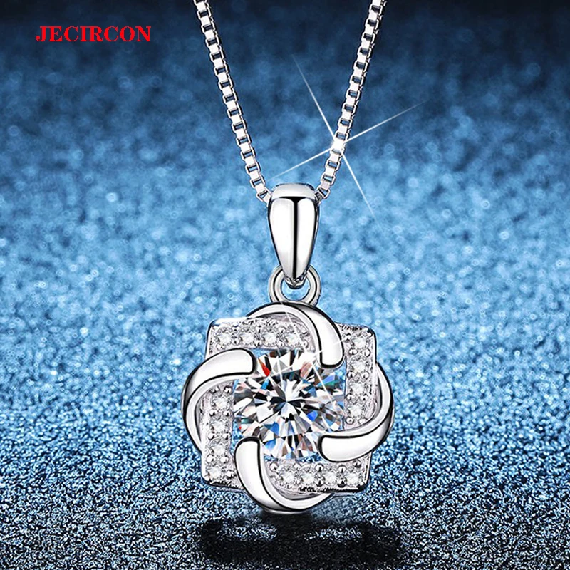 

JECIRCON 1 карат муассанит ожерелье из стерлингового серебра 925 пробы коробка цепочка вращающаяся подвеска с ветряной мельницей трансграничная горячая распродажа сверкающие ювелирные изделия