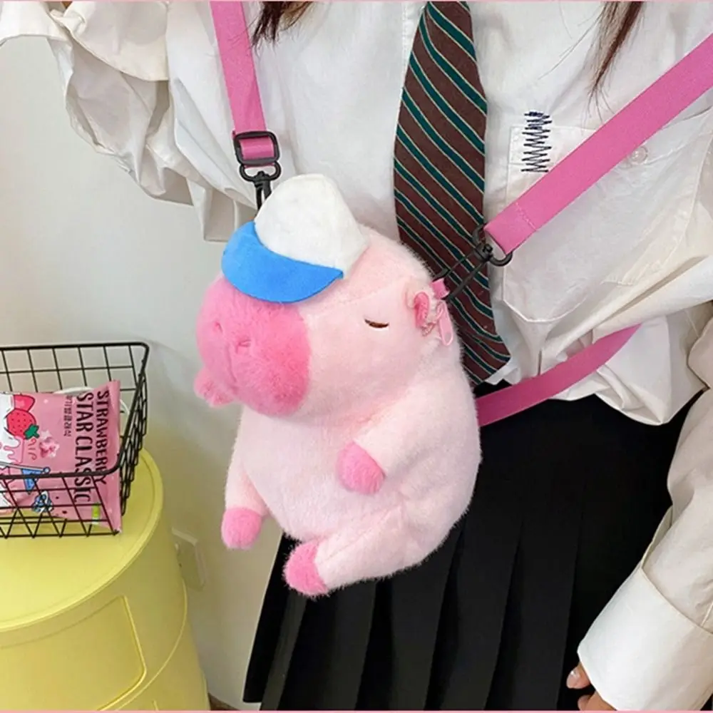 Cartoon Capybara Plush Backpack Capybara Plush Doll Bag Cartoon Backpack Shoulder Bag Large Capacity Students School Bag Girls