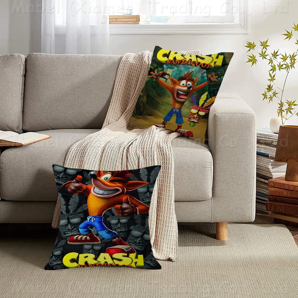 C_CrashS_B- Bandicoot Game Personalized picture text home decorative pillows Household Gifts 45x45cm