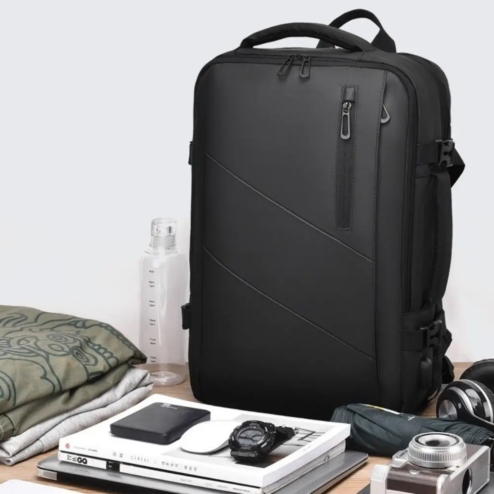 حقيبة ظهر للكمبيوتر المحمول للأعمال ذات سعة كبيرة مع منفذ USB مقاوم للماء للرجال حقيبة ظهر للسفر قابلة للتوسيع متعددة الجيوب حقيبة كمبيوتر