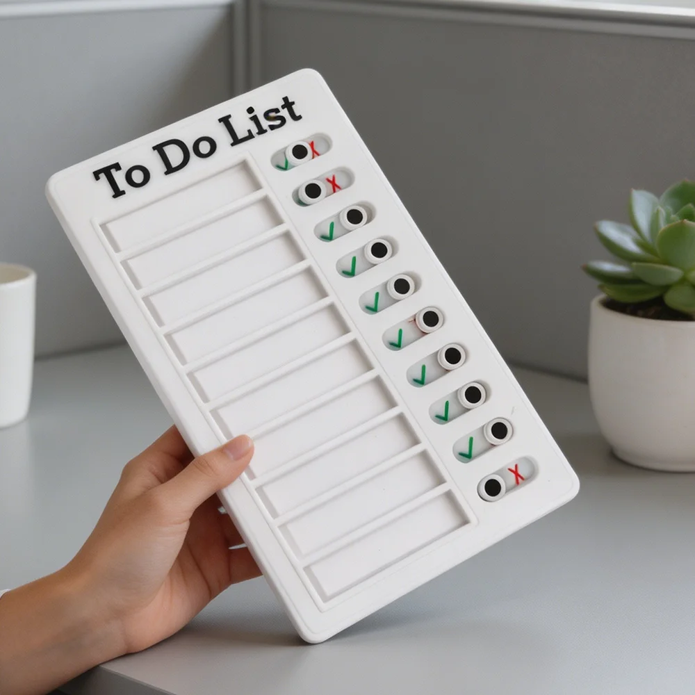 White To-Do List Planner Board with Sliding Checkers, Habit Tracker for Students and Office