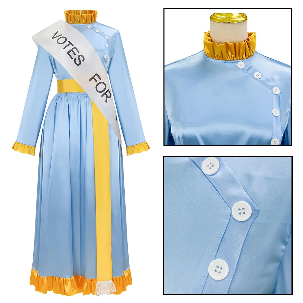 

Movie Poppins Mary Cosplay Costume Blue Dress Uniform Long Skirt Roleplay Clothes Outfits Suits Female Halloween Carnival Party