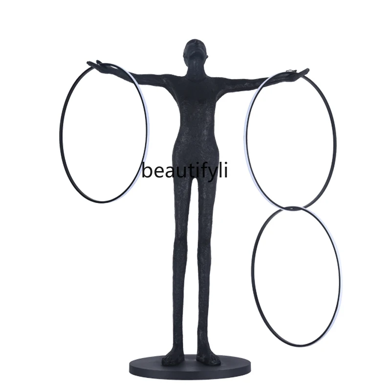 

Customized Abstract Creative Human-Shaped Sculpture Big Decorations Home Lobby Entrance Light Luxury Floor Large FRP Floor Lamp