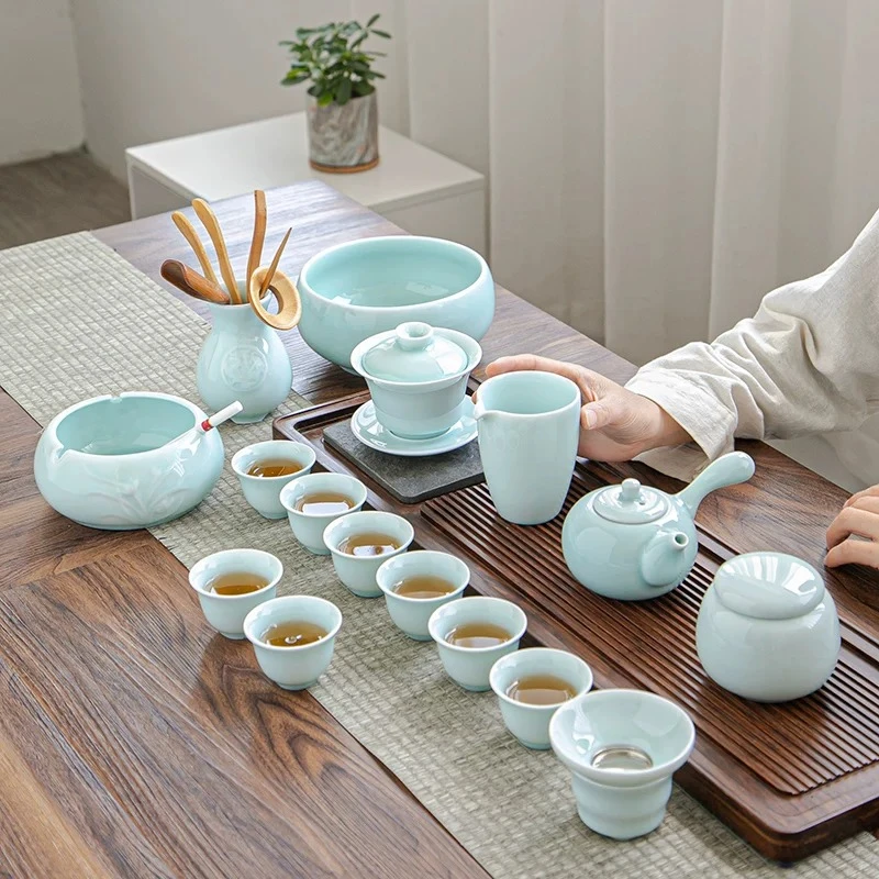 Modern Afternoon Tea Sets Mate Cups Container Chinese Tea Pot Sets Gaiwan Porcelain Conjunto De Xicaras Coffee Accessories 3