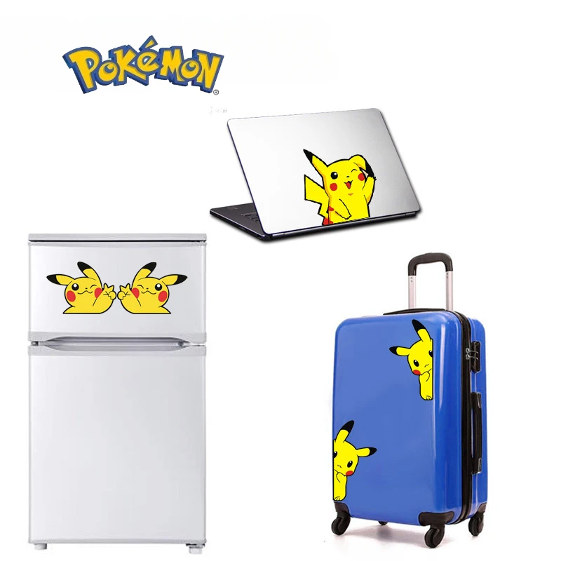 Pokemon Pikachu Cartoon Cute Car Stickers Cartoon Characters Refrigerator Suitcase Computer Kawaii Decoration Sticker 1Pair Pack