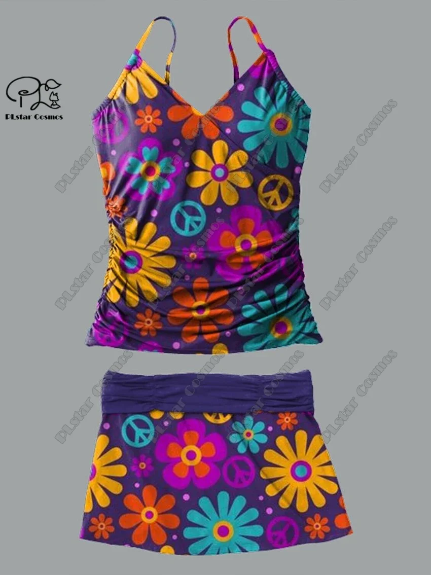 Dames V-Hals Zomer Kleine Frisse Bloemenprint Jarretelrok Tweedelig Badpak Vakantie Reis Nieuw Zwempak Q-6