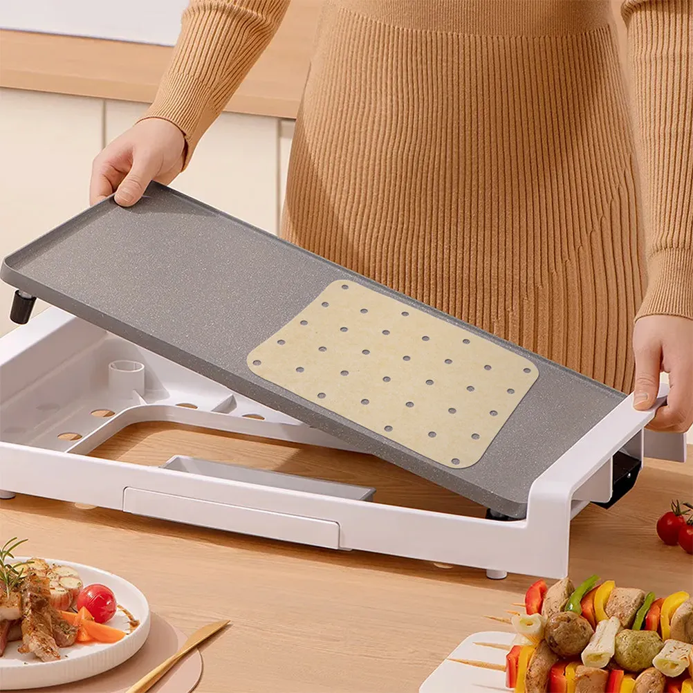 180Pcs Air Fryer Mat Paper Natural Perforated Nonstick Liners Baking Sheets Oil Absorbing Paper for Oven Cooking