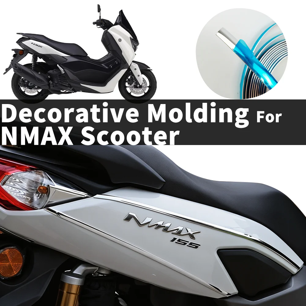For Yamaha NMAX 125 155 Nmax125 155 Tech MAX Chrome Trim Strip 3M Self‑Adhesive 300cm Decorative Anti‑Scratch Protective Molding