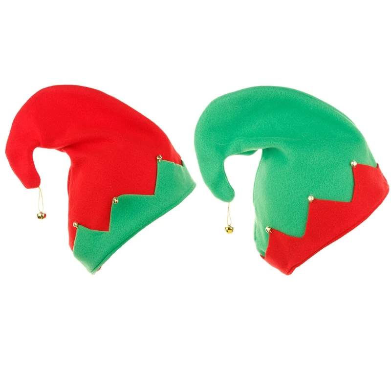 Curled Top Hats in Green Red Santa Christmas Elf Hat Xmas Caps Unisex Must Have Festival Accessories