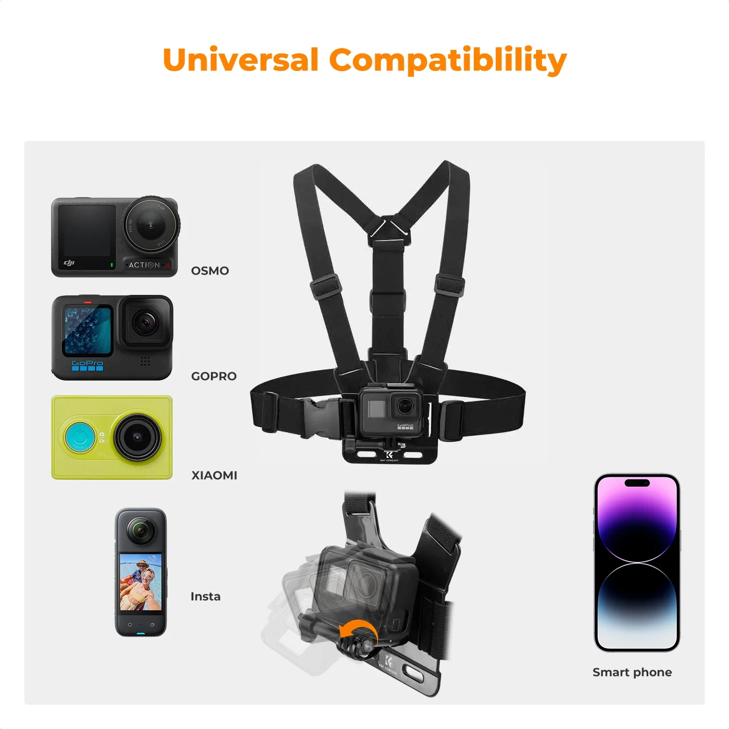 K&F CONCEPT 5点セット チェストストラップ バックパッククリップ