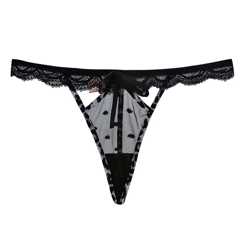 New Sexy Hot Lace Edge Thong Temptation Thin Breathable a Thread Peach Hip T-Shaped Panties Sexy Lingerie for Women