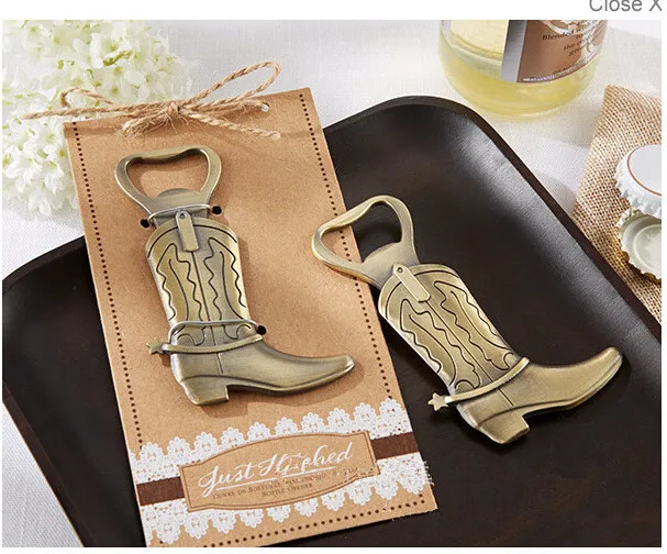 Free shipping 20pcs/lot Wedding Small Gift Alloy Cowboy Boots Beer Bottle Opener Shoes Wine Bottle Openeers Kitchen favors