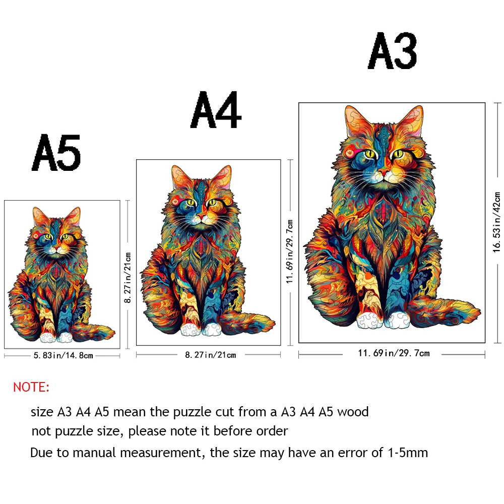 Color Changing Cat Wooden Puzzle Irregular Animal Shaped Wooden Puzzle High Difficulty Puzzle Puzzle Toy Birthday Christmas