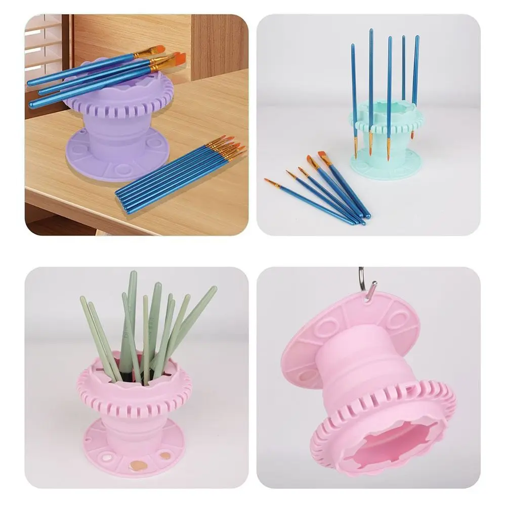 Rondella per pennelli pieghevole con foro per appendere, fondo a ventosa, scatola per pulire la vernice in silicone, portapenne antiscivolo