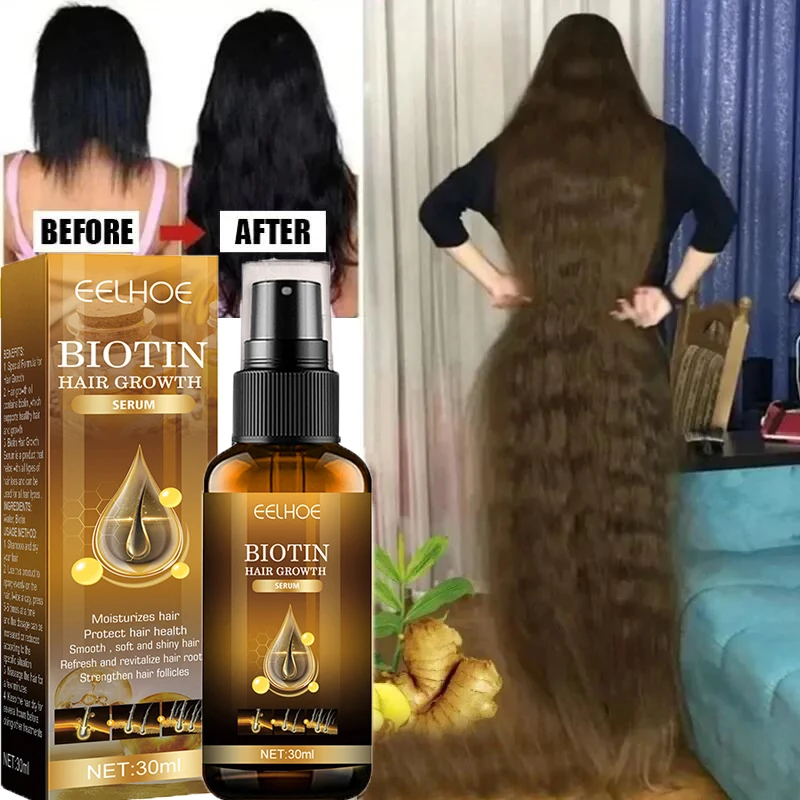 

Biotin Fast Hair Growth Products Anti Hair Loss Serum Spray Prevent Baldness Treatment Scalp Beard Beauty Hair Care Men Women