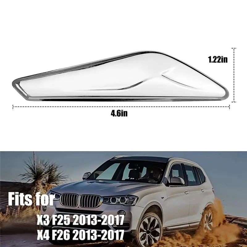 Rare 2X For -BMW X3 X4 F25 F26 2013-2017 Front Right Side Chrome Fender Trim Finisher Marker Turn Signal Light Lamp Cover