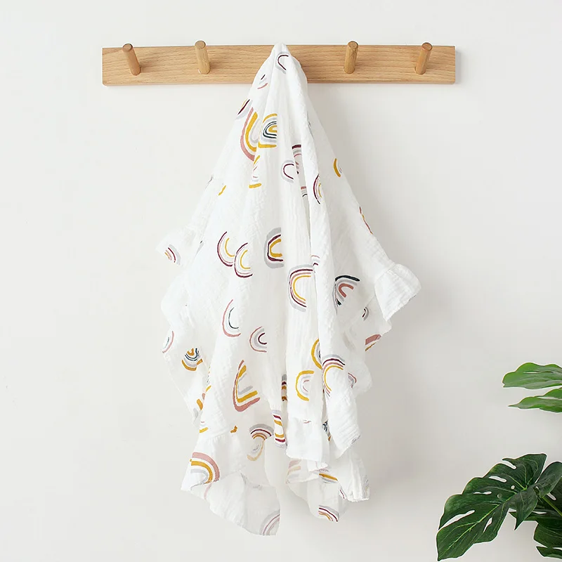 70*90 سنتيمتر القطن الطفل بطانية كشكش مطبوعة عربة طفل البطانيات لينة لحاف قماط بطانية الشاش الرضع الفراش البنود #2