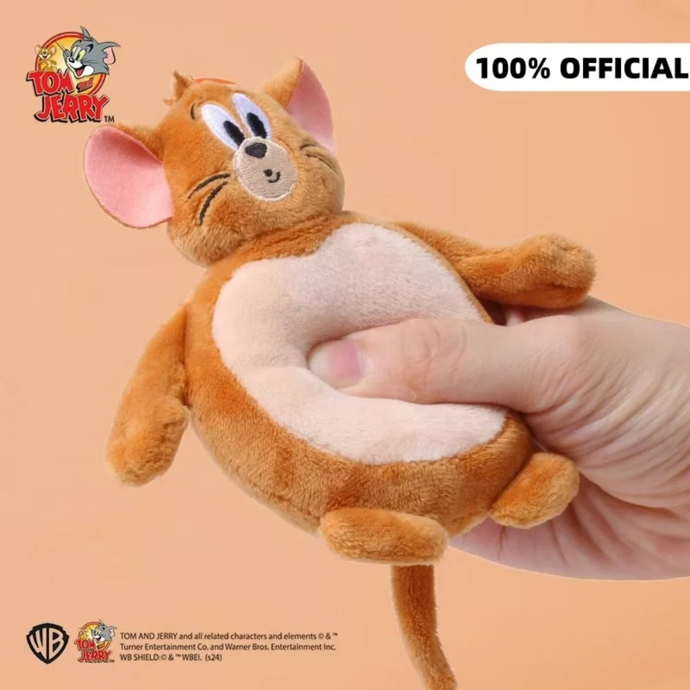 Muñeco de peluche de Anime genuino Tom y Jerry, llavero de peluches Kawaii con punta, mochila de dibujos animados, decoración, muñecas, juguetes, regalos de cumpleaños para niñas