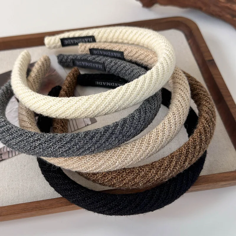 Autumn/winter New Woolen Knitting Twill Headband for Woman Girl Retro Elegant Hair Hoop Hair Band Lady Fashion Hair Accessories