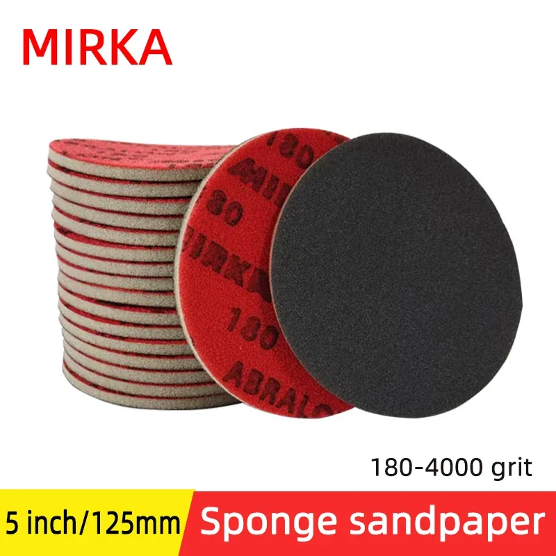 MIRKA 5 pollici 125mm spugna carta vetrata 180-4000 disco rotondo schiuma moschettone cotone macinato Automotive abrasivo Fine