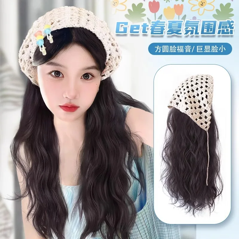 Shimmer Curly Hair Wigs for Woman Long Wavy  Synthetic Hair for Daily Use 가발모자  Wig Cap ウィッグ Natural Free Wigs