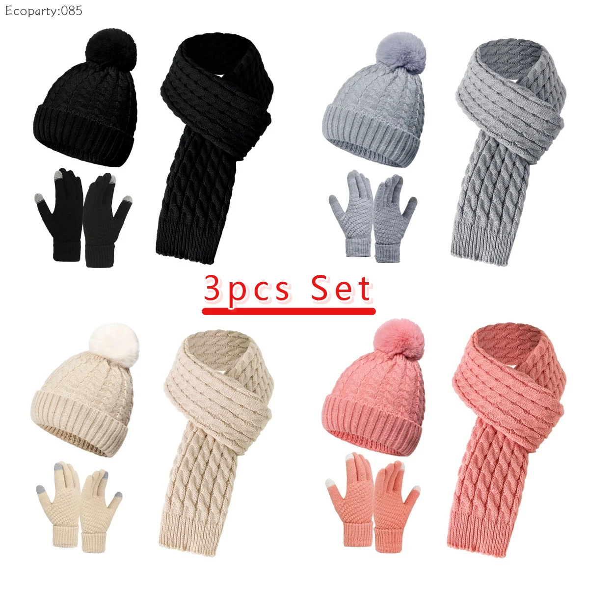 

Зимняя теплая утолщенная вязаная шапка из 3 предметов, шарф, перчатки, комплект для мужчин и женщин, удобная мягкая теплая шапка, модный подарок для девочек, новинка 2026 года