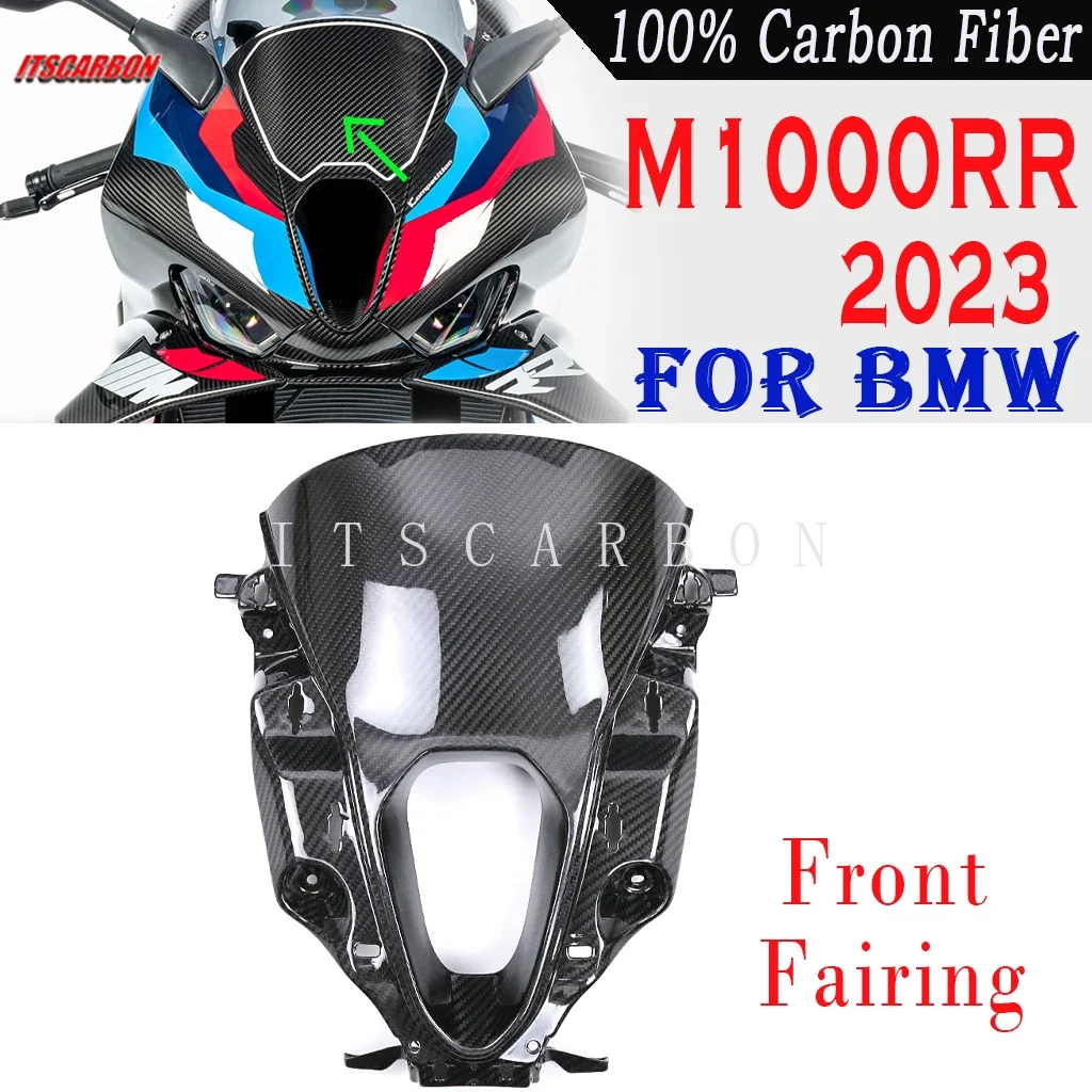 2023 For BMW M1000RR M 1000 RR 3K Pure Dry Carbon Fiber Front Windshield Air Intake Cover Fairing Kits Motorcycle Accessories