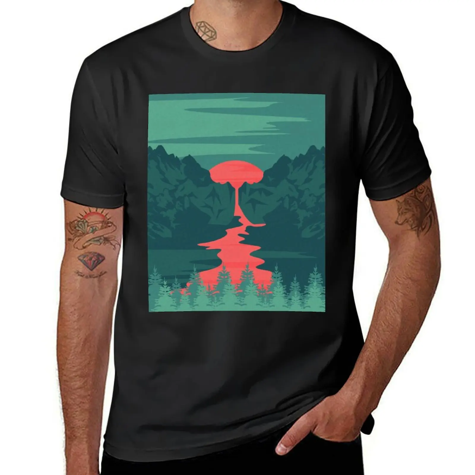 

The Red River T-Shirt oversize t-shirts man Funny t-shirts korean fashion clothing for men